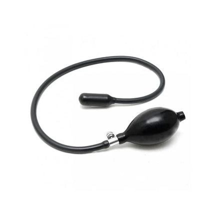 Inflatable balloon-Adjustable BDSM black latex balloon with pump and valve for customizable fullness and control.