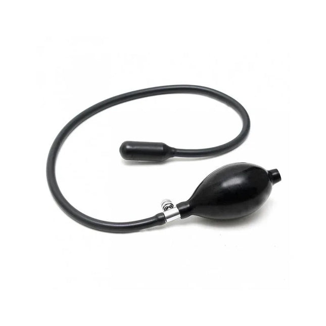 Inflatable balloon-Adjustable BDSM black latex balloon with pump and valve for customizable fullness and control.