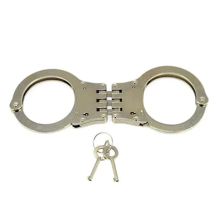 Cuffs Metal-Adjustable in silver with keys, perfect for secure and comfortable intimate play, designed for bondage and sensory experiences.