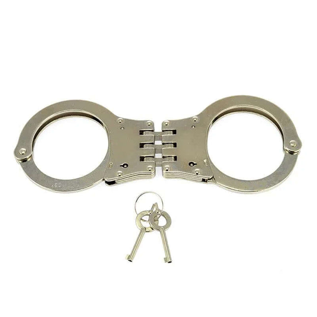 Cuffs Metal-Adjustable in silver with keys, perfect for secure and comfortable intimate play, designed for bondage and sensory experiences.