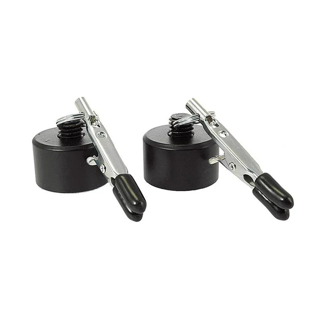 Nipple Clamps with Weights 100 gr, black iron clamps with sturdy design, set of two, ideal for sensation play.