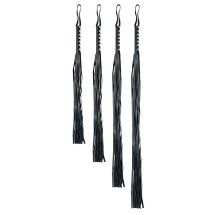Flogger Leather 60 cm, premium black leather flogger for BDSM play with sleek design and ultimate control, ideal for impact play.