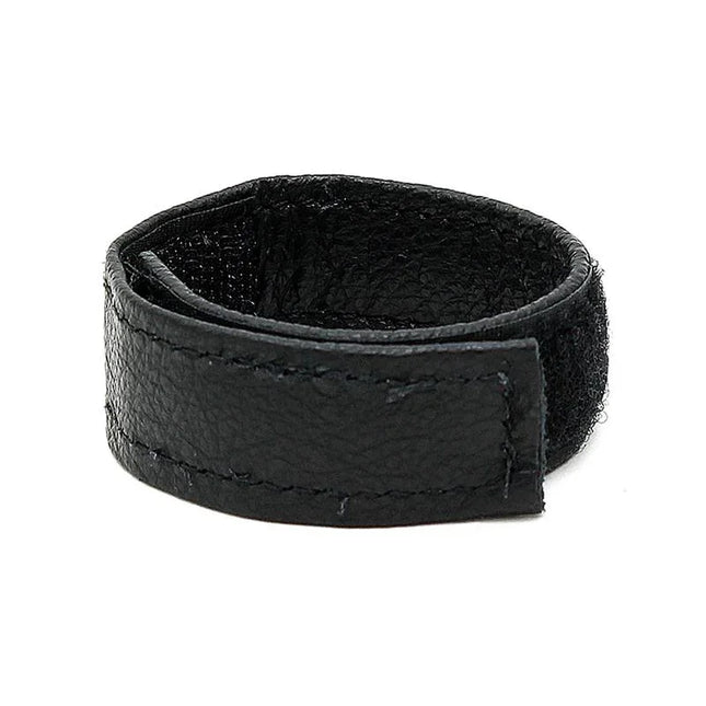 Black leather Penis Ring Adjustable with Velcro closure for enhanced stamina and pleasure.
