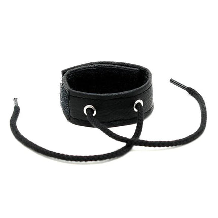 Black leather adjustable Penis Ring Adjustable with Velcro closure, offering a secure fit and longer-lasting pleasure for men.