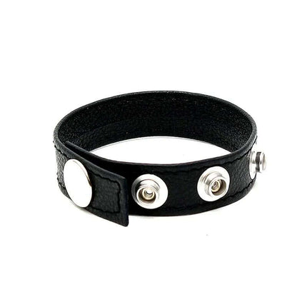 Leather Penis Ring Adjustable with press-button sizing for customizable fit