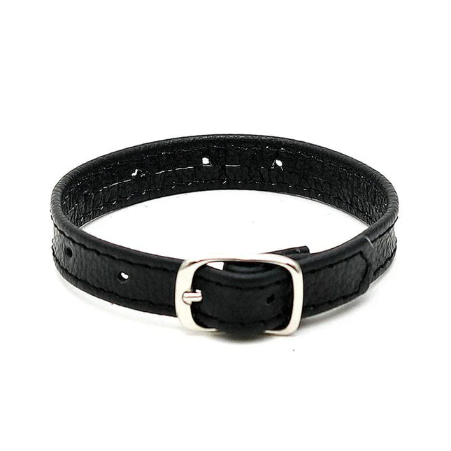 Penis Ring Adjustable black leather cock ring for durable, snug fit and enhanced erection control.