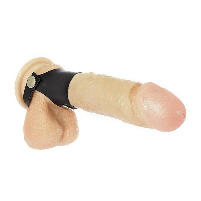Penis Strap in black leather for enhanced erection support and comfort