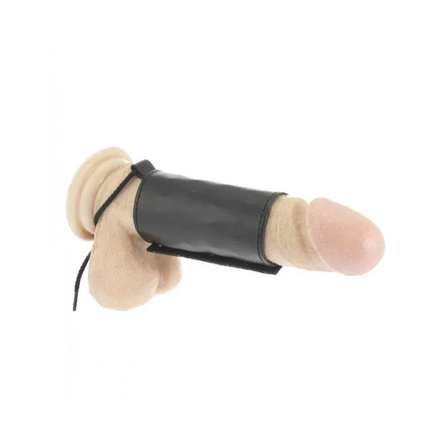 Leather Penis Tube Adjustable with secure tie-in strap for snug fit