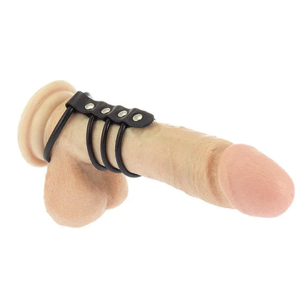 Penis Tube Adjustable rubber cock ring in black, versatile for solo and partner play, enhancing sensations for longer-lasting erections.