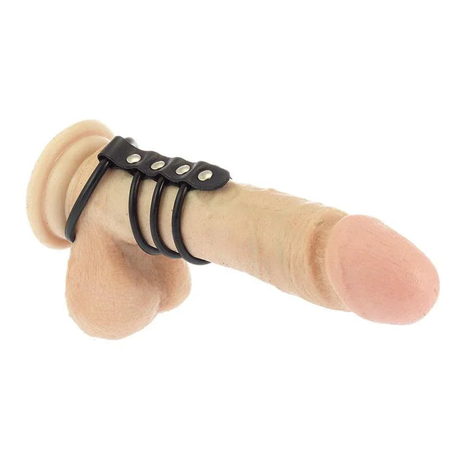 Penis Tube Adjustable rubber cock ring in black, versatile for solo and partner play, enhancing sensations for longer-lasting erections.