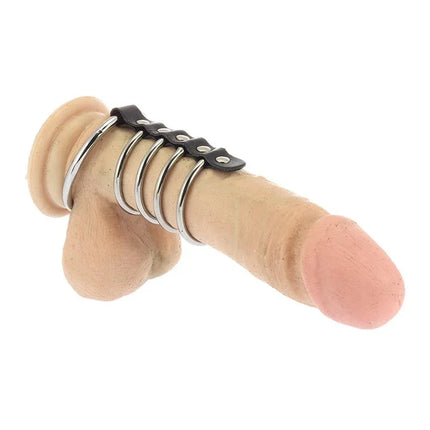 Penis Tube Adjustable metal cock ring with adjustable sizing for prolonged erections and delayed ejaculation.