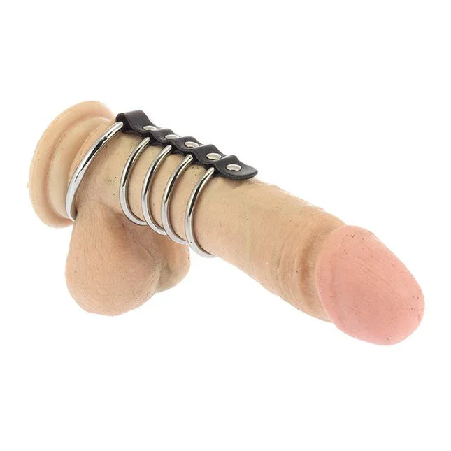 Penis Tube Adjustable metal cock ring with adjustable sizing for prolonged erections and delayed ejaculation.