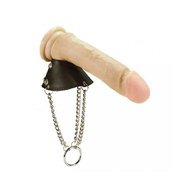 Ring for testicles Adjustable in premium leather with metal chains for enhanced intimacy and control, three adjustable diameters.