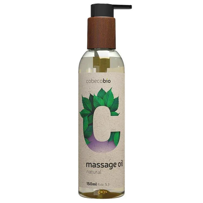 Bio-Natural Massage Oil 150 ml in practical bottle, fragrance-free, vegan, natural ingredients, soothing and nourishing massage oil.