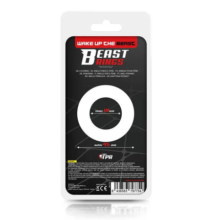 Cock Ring Super Flexible Striped 1.9 cm Clear packaging with product dimensions and branding.