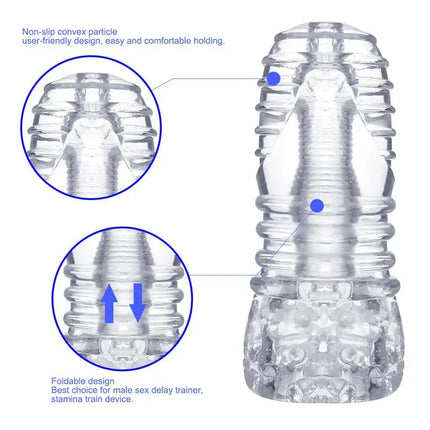 Hannx1 Ultimate Handjob Stroker Open Concept 5.9 showcasing its non-slip convex design for easy handling and heightened pleasure.