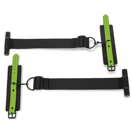 Glow in the Dark Door Restraints for BDSM play, featuring neon green and black design by Intoyou Shining Line.