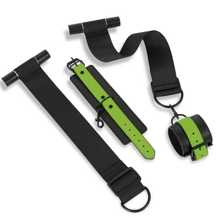 Glow in the Dark Door Restraints BDSM set with cuffs and straps for intense fetish play