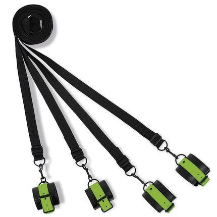 Glow in the Dark Cuffs and Restraints Bed Set with luminous vegan leather design from Intoyou Shining Line, enhancing intimate exploration.