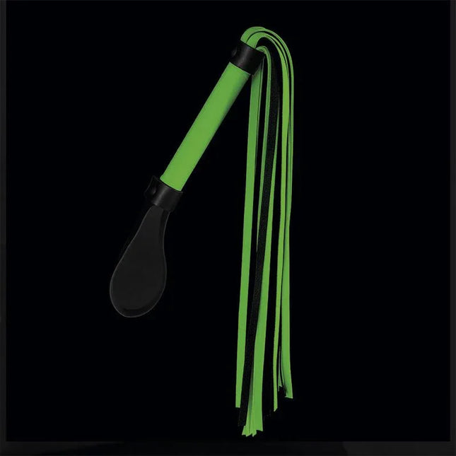 Glow in the Dark Flogger made from vegan leather, luminous design from Intoyou’s Shining Line for BDSM enthusiasts.