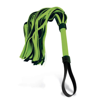 Glow in the Dark Flogger with luminous vegan leather for BDSM enthusiasts