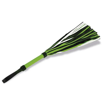 Glow in the Dark Flogger made of vegan leather with green and black design for BDSM enthusiasts from Intoyou's Shining Line.