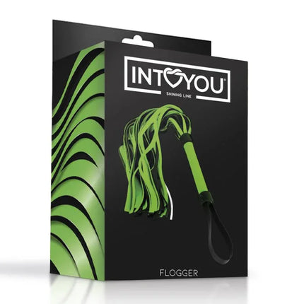Glow in the Dark Flogger by Intoyou, Shining Line - BDSM tool with vegan leather, sunlight-activated glow, durable and easy to clean