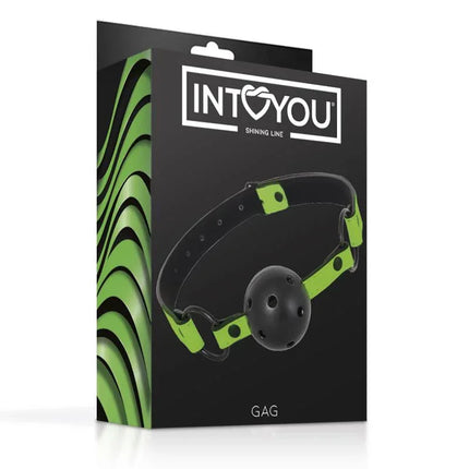 Glow in the Dark Breathable Ball Gag packaging from Intoyou's Shining Line with glow-in-the-dark strap.