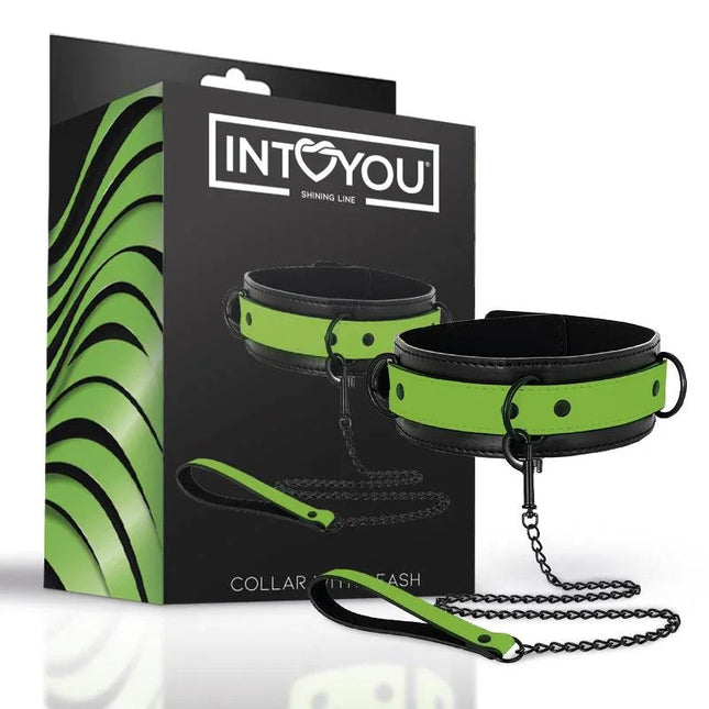 Glow in the Dark Collar with Leash set by Intoyou Shining Line in package