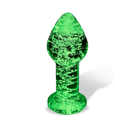 Glow in the Dark Glass Butt Plug from Intoyou Shining Line, luminous and durable design for an intimate experience in low light.