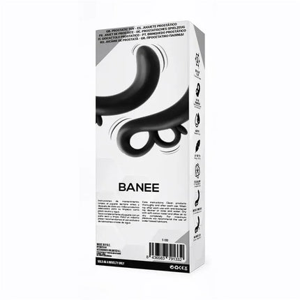 Banee Prostativ Stimulator with Easy Pull Silicone Black packaging featuring ergonomic design