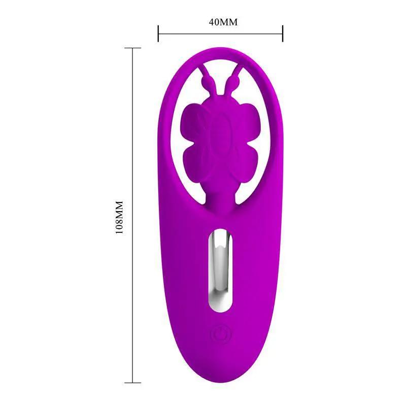 Purple Dancing Butterfly Panty Stimulator with remote control and 40mm by 105mm dimensions.