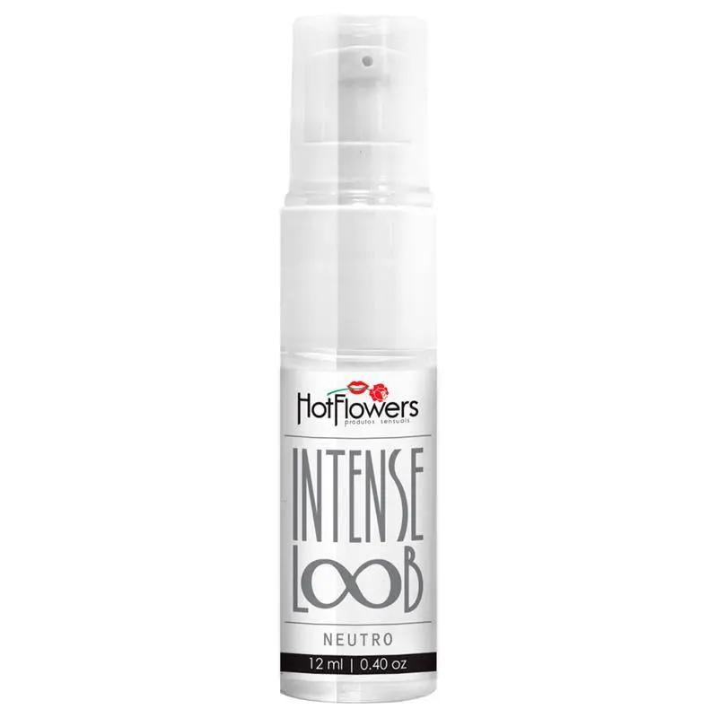White 12ml spray bottle labeled Hot Flowers Intense Loob Neutro lubricant.