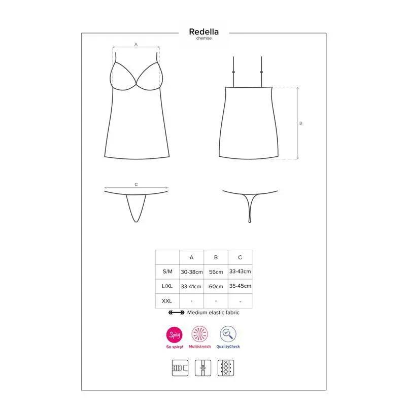 Redella Chemise and Thong Black