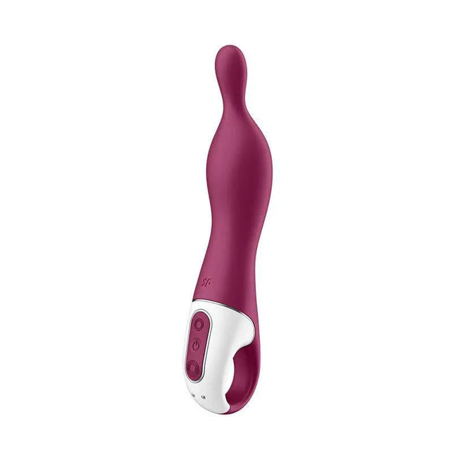 A-Mazing 1 Point Simulator Berry, ergonomic point stimulator with dual motors in discreet berry color for targeted stimulation