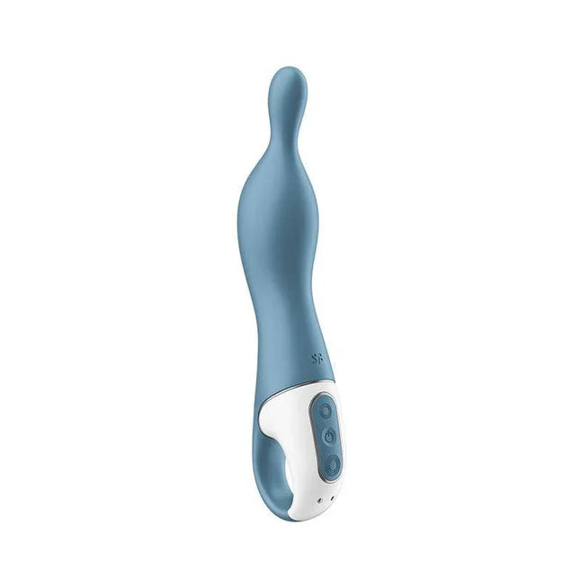A-Mazing 1 Point Stimulator Blue ergonomic silicone stimulator with dual motors for precise stimulation.