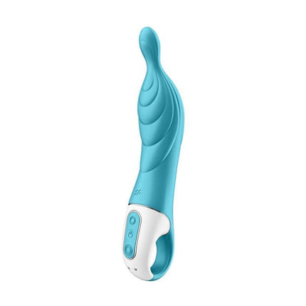A-Mazing 2 Stimulator Turquoise ergonomic dual-motor vibrator with ribbed design for focused A-spot stimulation.