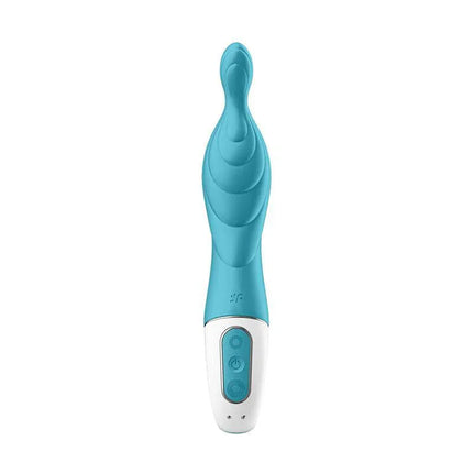 A-Mazing 2 Stimulator Turquoise, dual-motor vibrator with ergonomic, ribbed design for A-spot stimulation and varied vibration patterns.