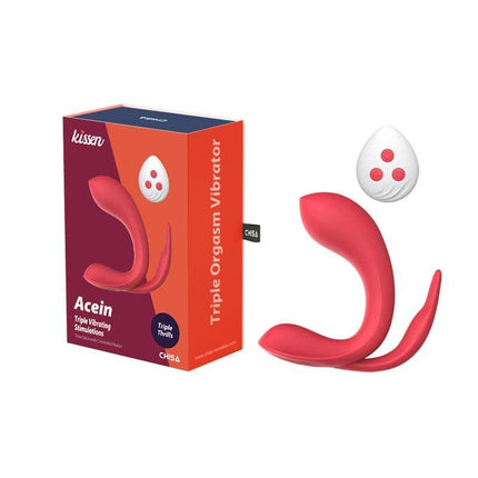 Acein Stimulator with Remote featuring wireless control and versatile vibration modes in packaging.