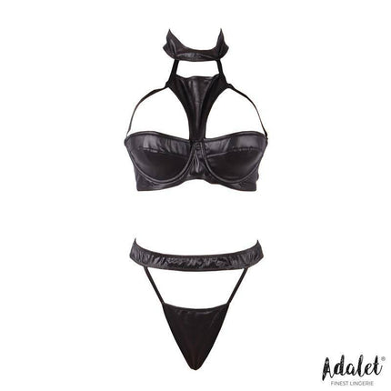 Addis Bra Set with Choker and High-Waisted Thong by Adalet, features a sensual half-cup underwire bra with a coordinating high-waisted thong.