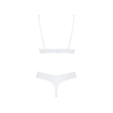 Adelina 2 Pieces Set White lingerie with bra and thong from Avanua collection, semi-transparent white, elegant and luxurious design.