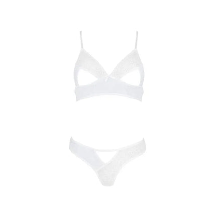 Adelina 2 Pieces Set White - Semi-transparent lingerie set featuring a bra and thong from the Avanua collection.