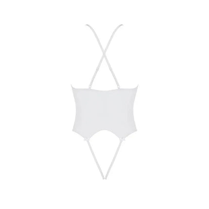 Adelina Body White by Avanua, semi-transparent design, European quality, elegant and sexy, sizes S/M to XXL/XXXL, non-chafing bodywear.