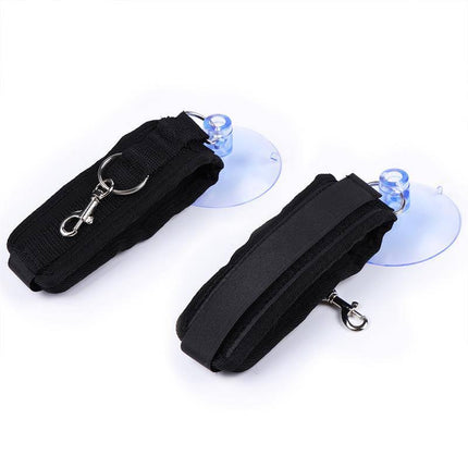 Adjustable Anklecuffs with Suction Cups featuring Velcro straps and metal rings for secure restraint.