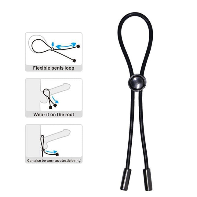 Adjustable Cock Ring for Enhanced Performance with flexible loop and synthetic pearl control for optimal support and fit.