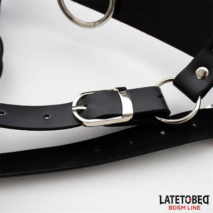 Adjustable Female Chastity Belt from Latetobed BDSM Line featuring secure buckle and adjustable design for intimate exploration.