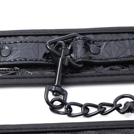 Adjustable Handcuffs Sapphire Vegan Leather with black chain detail for secure restraint