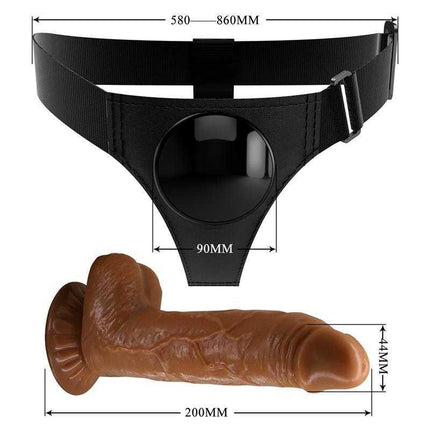 Adjustable Michael Harness with Realistic Dildo featuring lifelike texture, suitable for beginners and experts, measuring 20 cm.