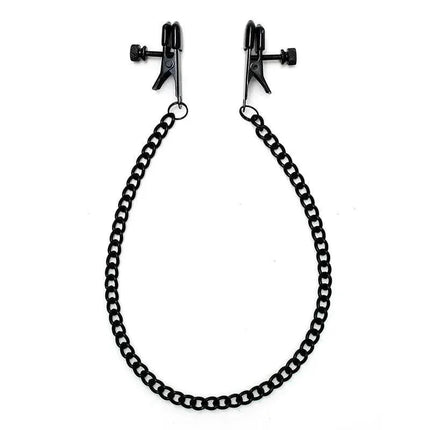Adjustable nipple clamps with black chain for personalized sensation and bold style