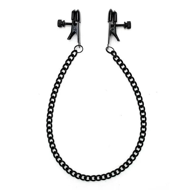 Adjustable nipple clamps with black chain for personalized sensation and bold style